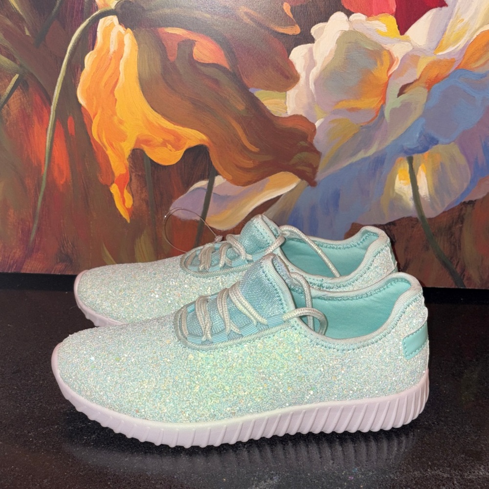 Glittery Mint Athletic  tennis shoes Forever Link lightweight fashion sneakers